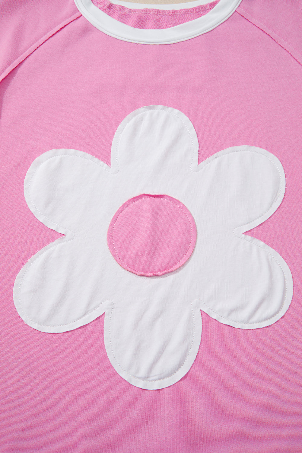 Orchid Bouquet Big Flower Patched Raw Seam Color Block 2 Piece Loose Pant Set