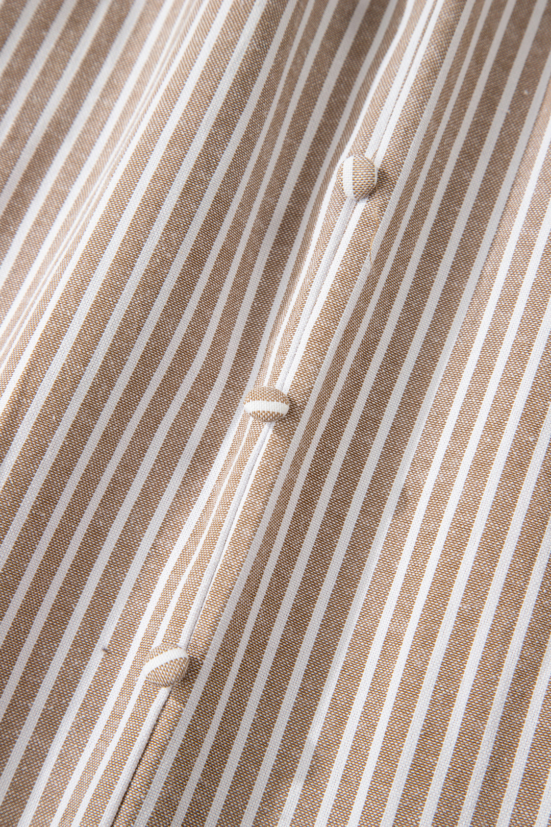 Khaki Stripe Flutter Sleeve Buttoned Front Slit Maxi Dress