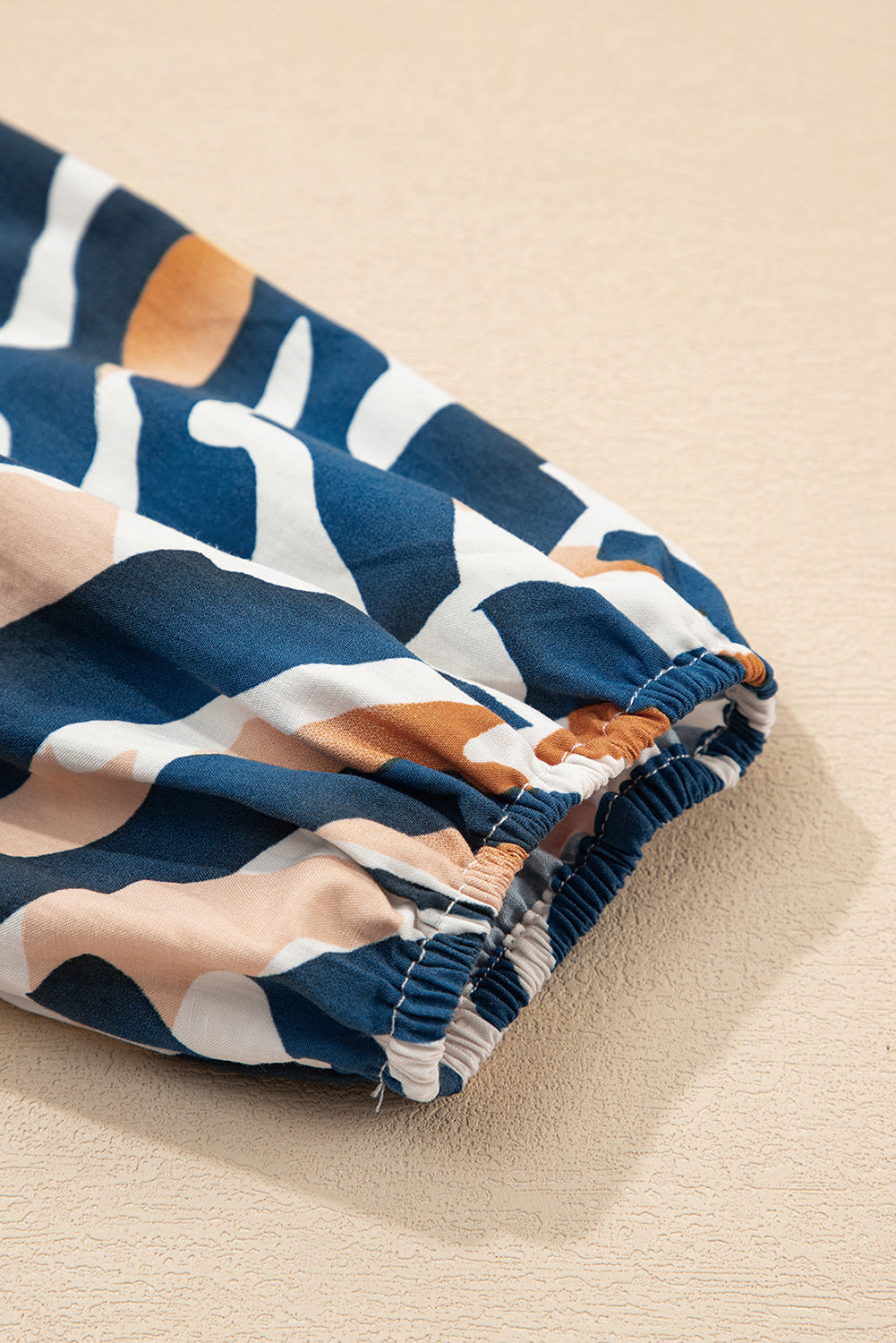 Blue Zebra Print Tied Front Puff Sleeve Top