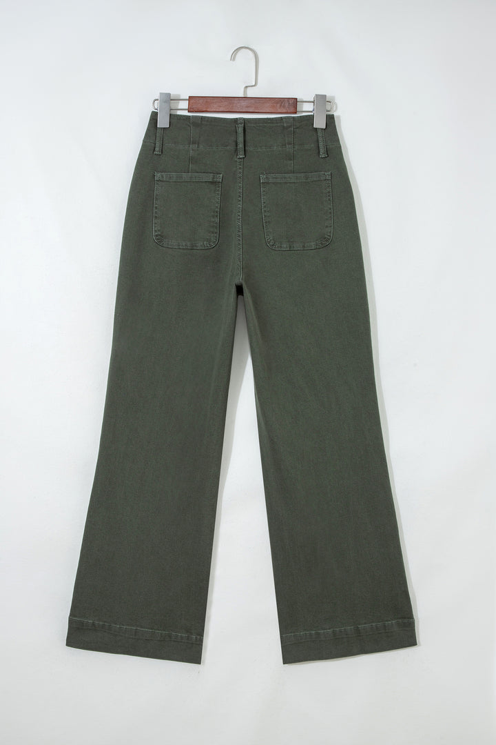 Black 2-Button High Waist Wide Leg Jeans