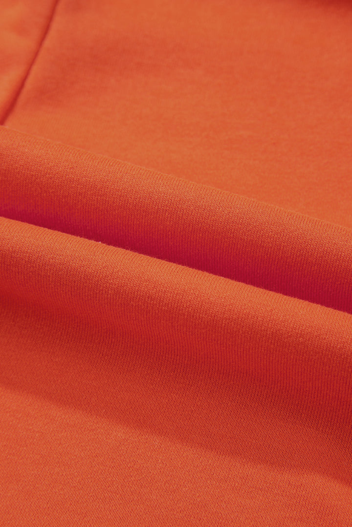 Russet Orange Two-tone Short Sleeve V Neck Patched Pocket Loose Romper