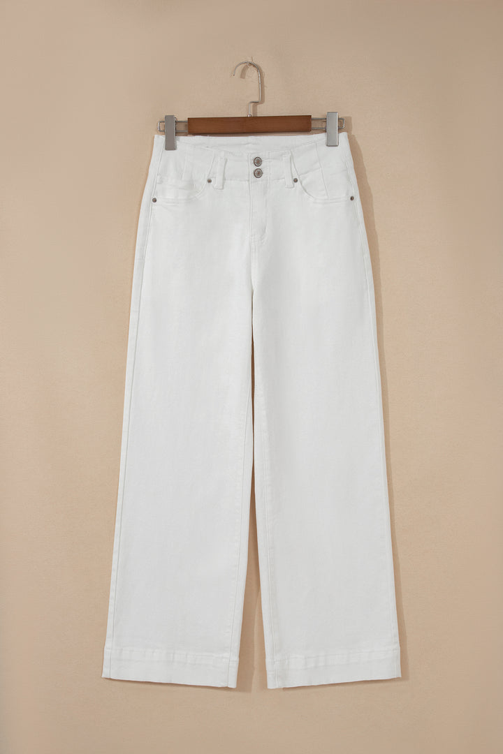 Black 2-Button High Waist Wide Leg Jeans