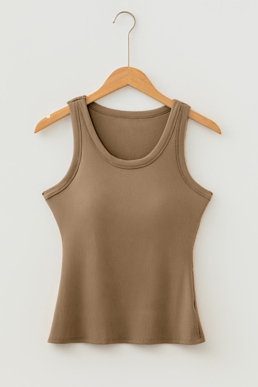 Black Slim Ribbed Padded Tank Top
