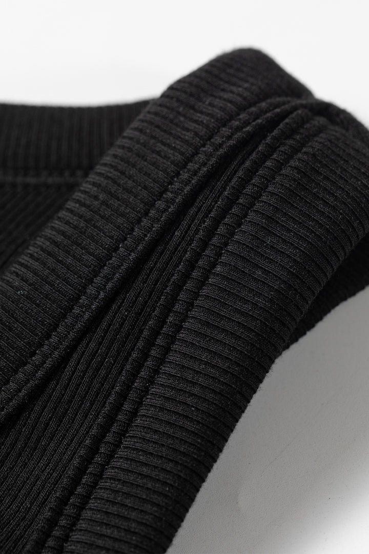 Black Slim Ribbed Padded Tank Top