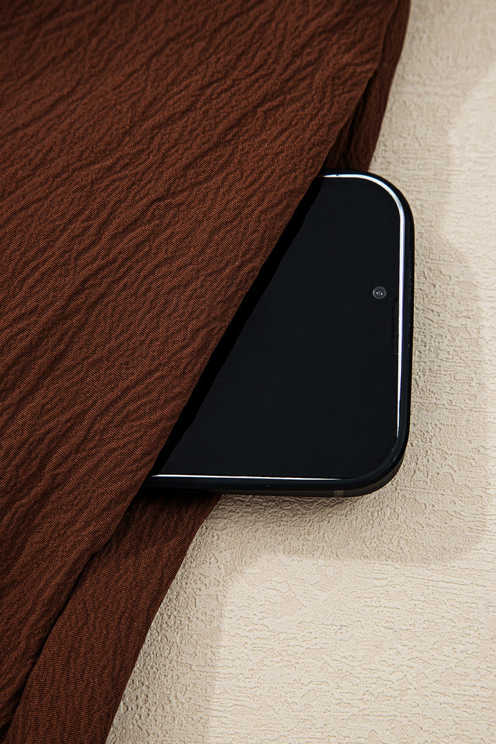 Burgundy Floral Embroidered Tassel Tie Waist Long Sleeve Mini Dress