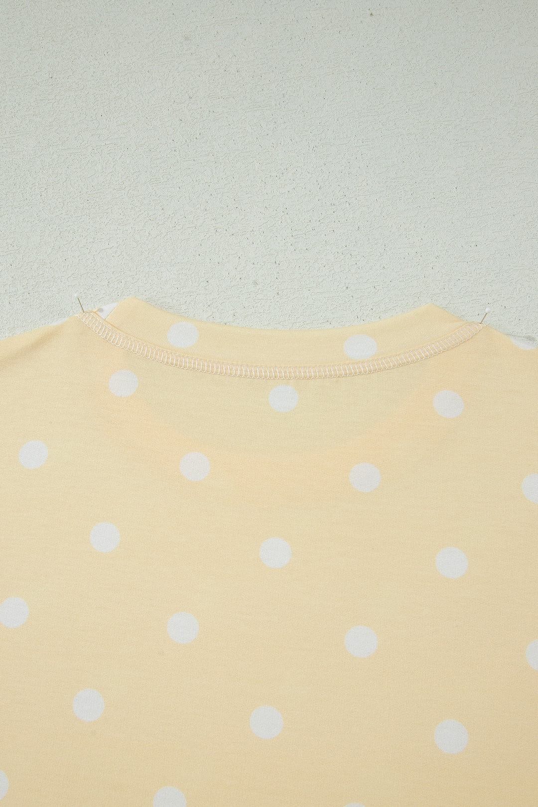 Yellow Exposed Seam Detail Polka Dot Loose Tee Drawstring Shorts Set