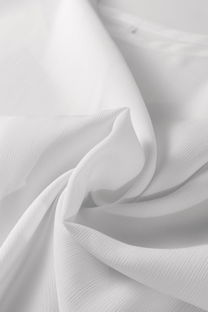 White Smocked Cuffs Semi Sheer Long Sleeve Dolman Blouse