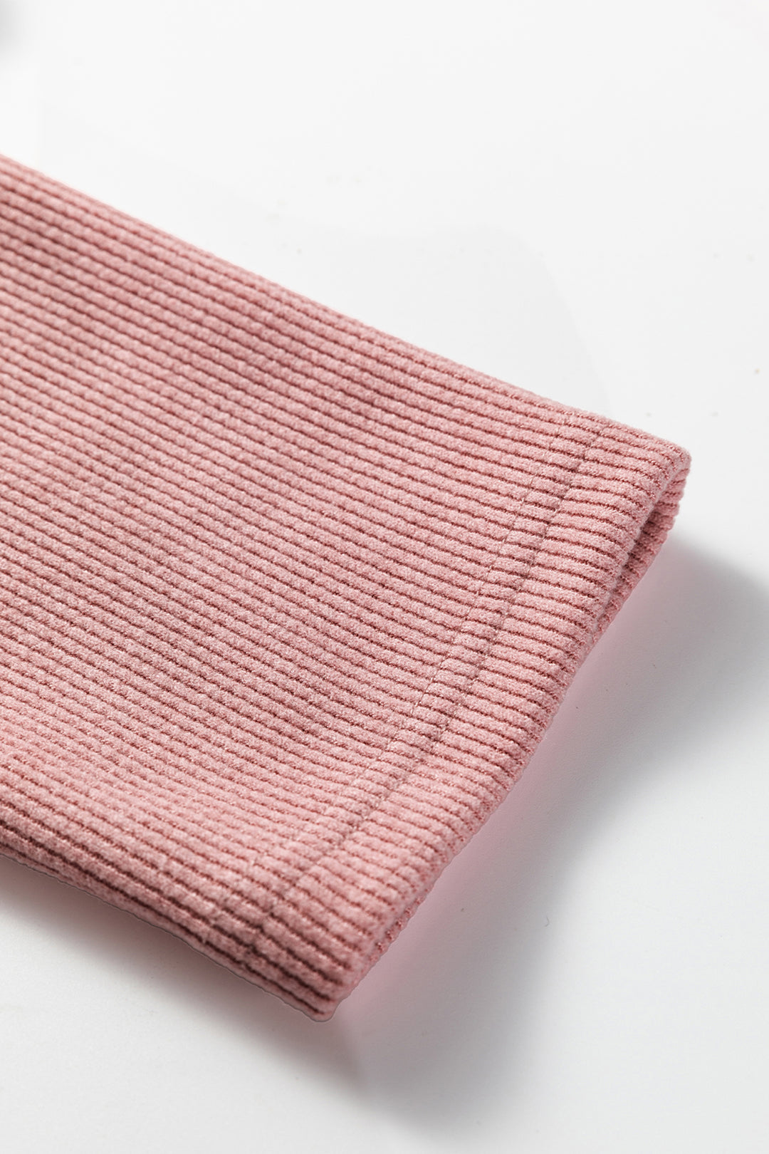 Rose Tan Lace Drawstring Pullover Hoodie and High Waist Pants Corduroy Suit