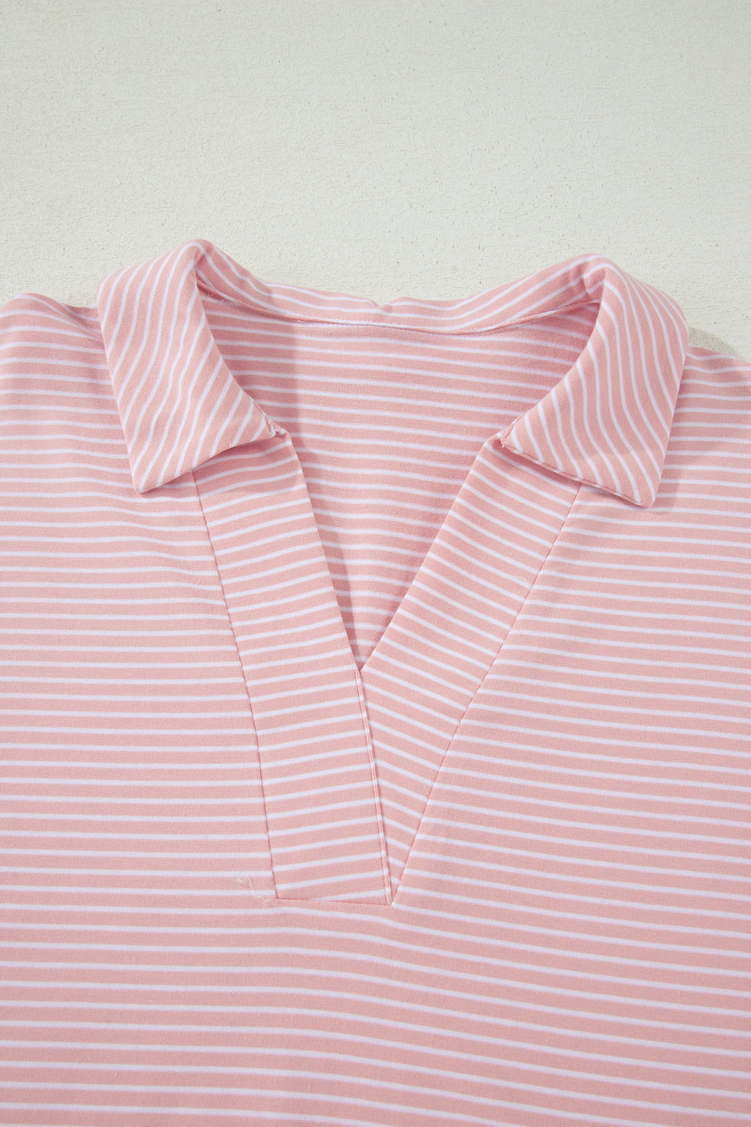 Pink Stripe Dolman Sleeve Polo Shirt and Drawstring Shorts Set
