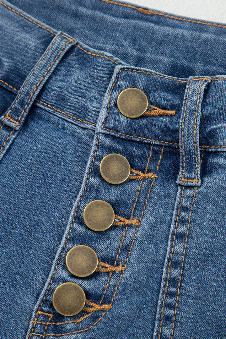 Ashleigh Blue Multi Buttons High Waist Wide Leg Jeans With Pockets