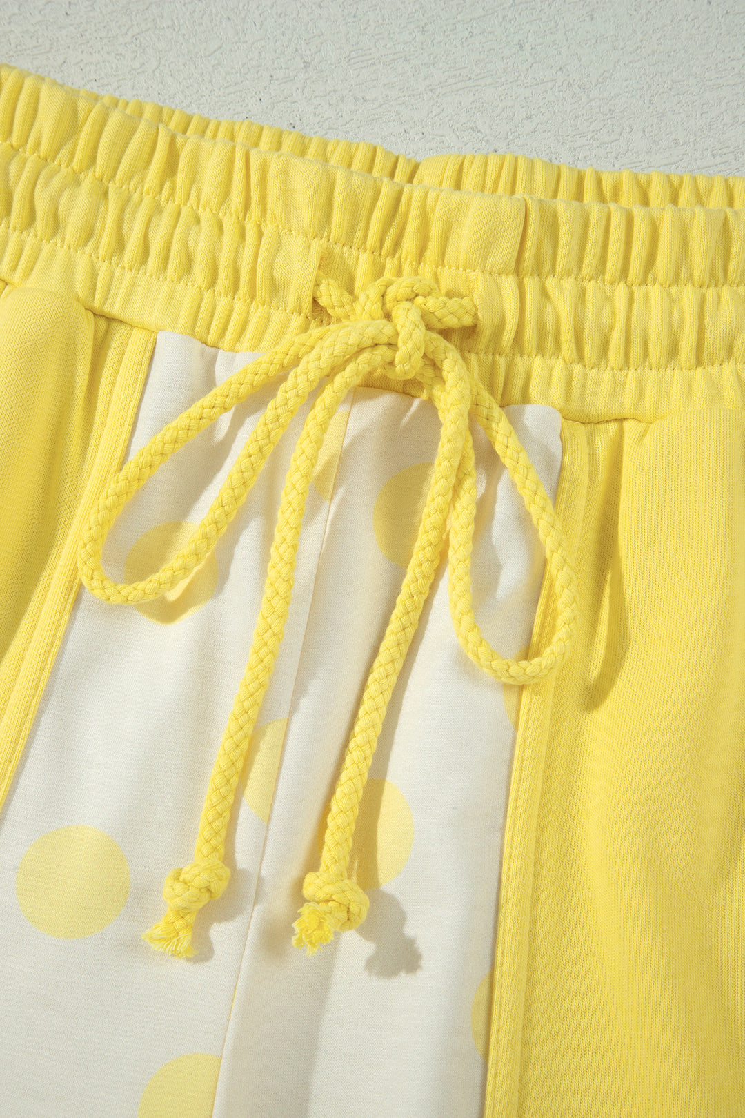 Yellow Color Block Patchwork Polka Dot Wide Leg Pant Set