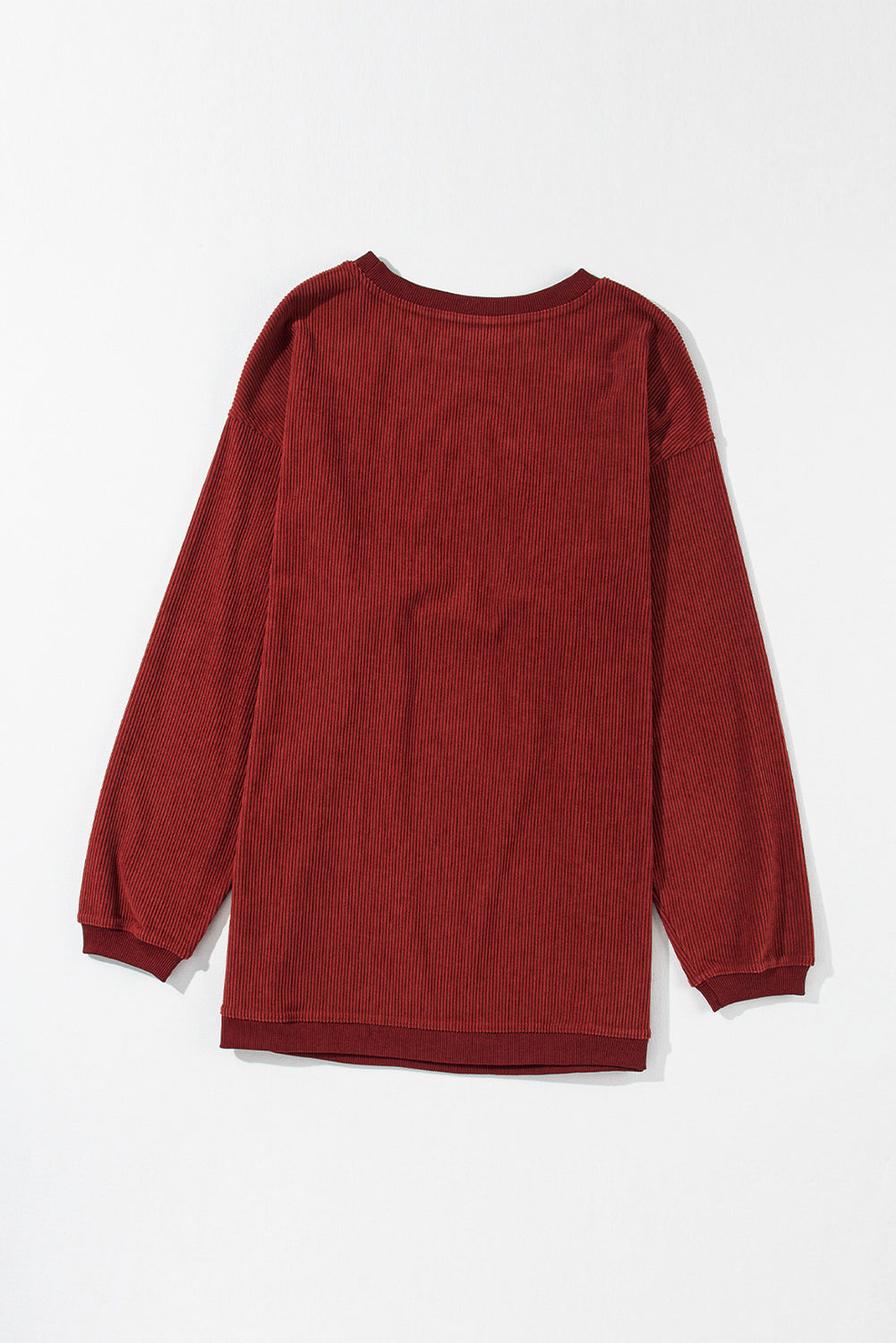 Racing Red Ribbed Corduroy Oversized Sweatshirt