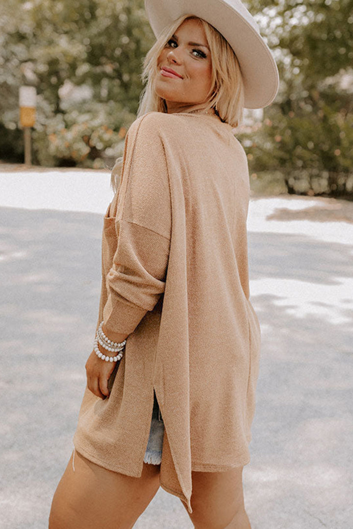 Parchment Plus Size Drop Shoulder Knit Tunic Top