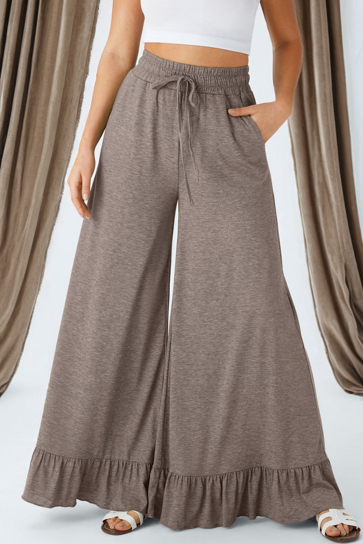 DUNE Ruffled Wide Leg Pull On High Waist Pants with Pockets