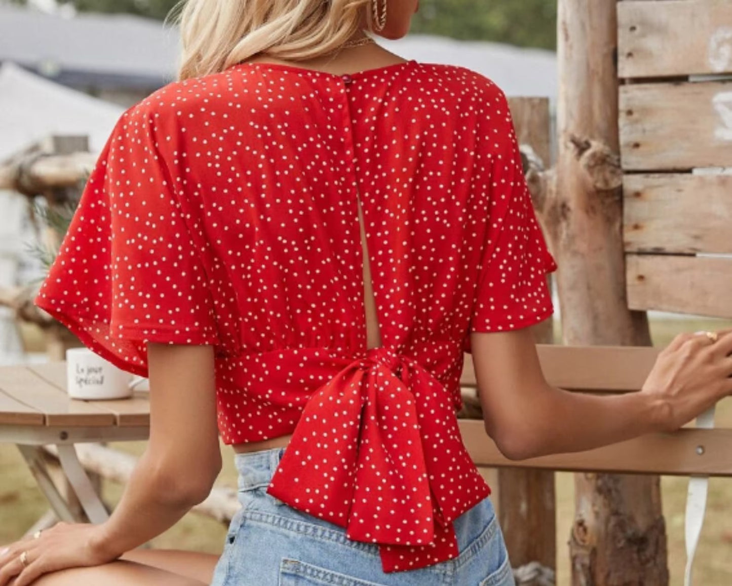 Tie back crop blouse Butterfly sleeve top | Summer Wear | Women