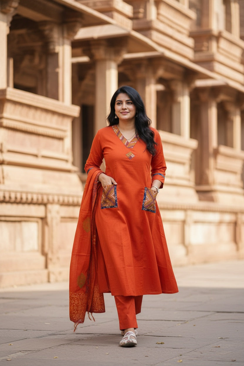 Embroidered Kurta Set with Dupatta