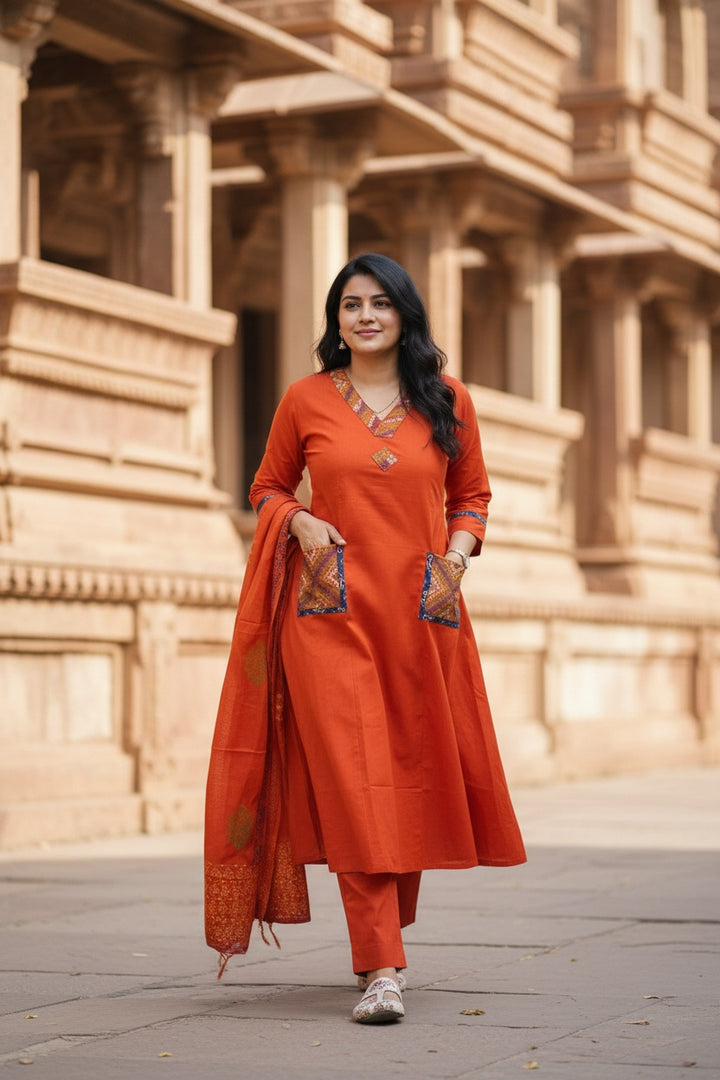 Embroidered Kurta Set with Dupatta