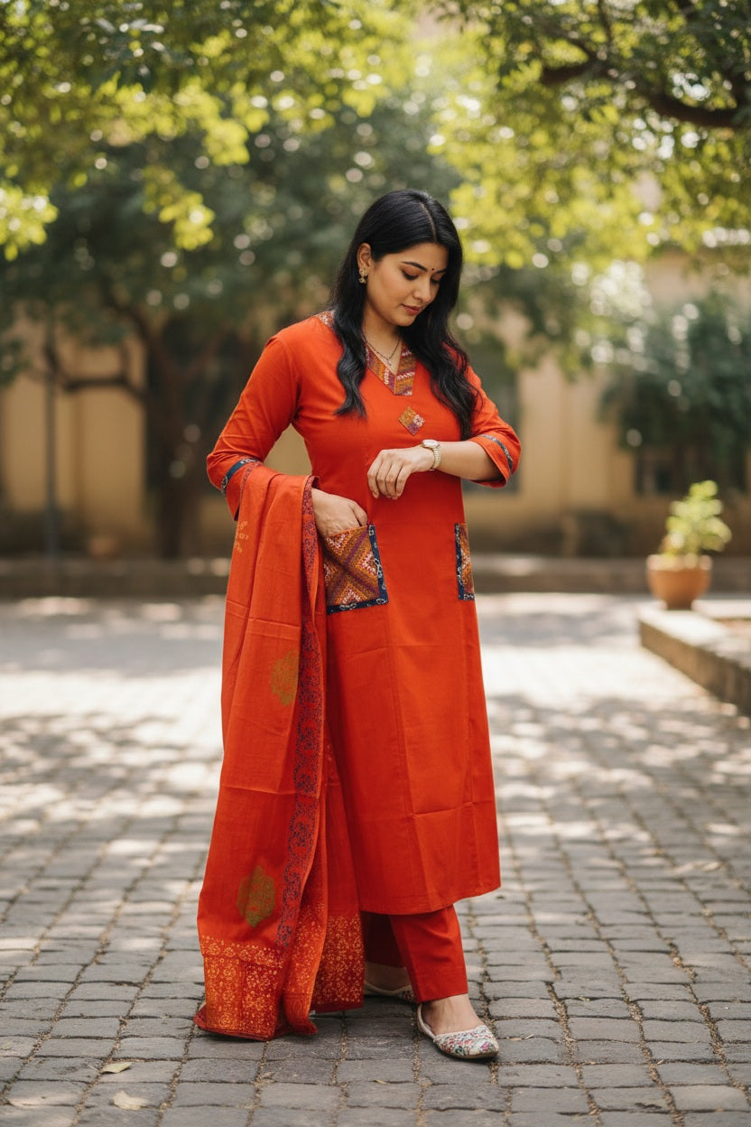Embroidered Kurta Set with Dupatta