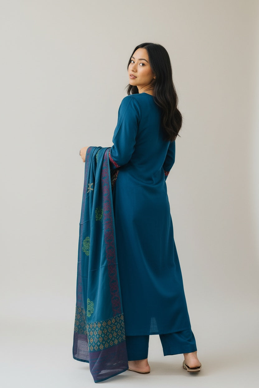 Embroidered Kurta Set with Dupatta