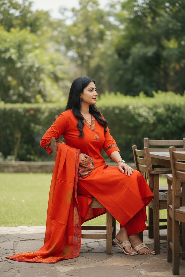 Embroidered Kurta Set with Dupatta