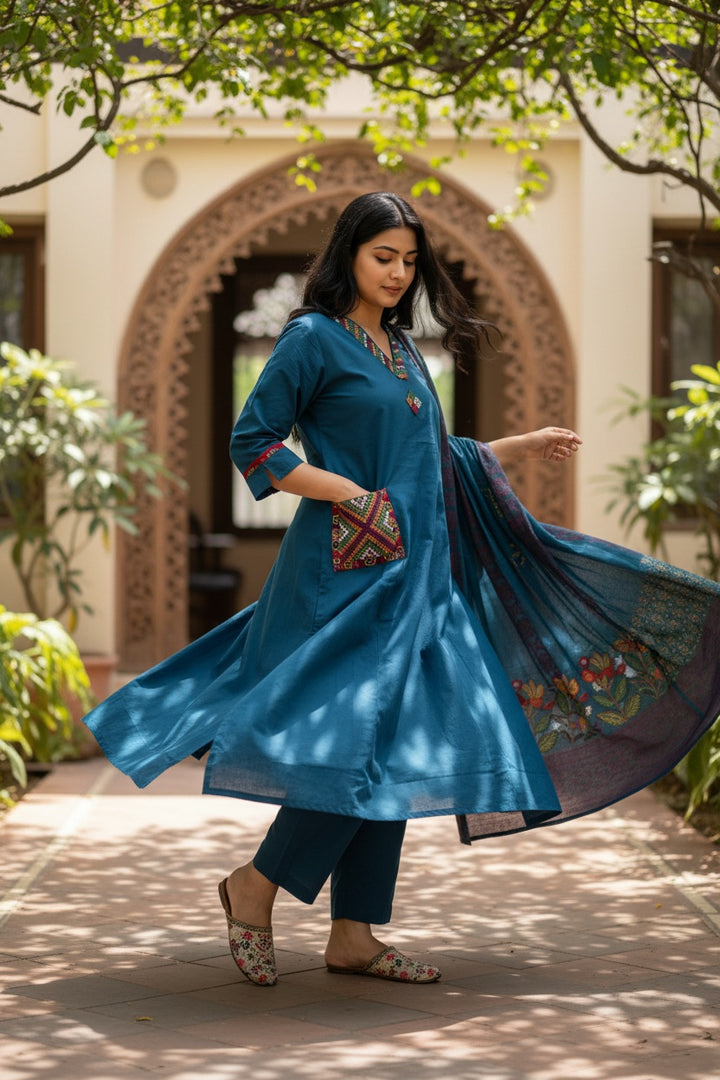 Embroidered Kurta Set with Dupatta