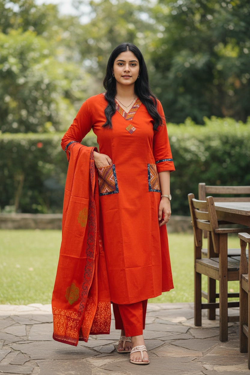 Embroidered Kurta Set with Dupatta