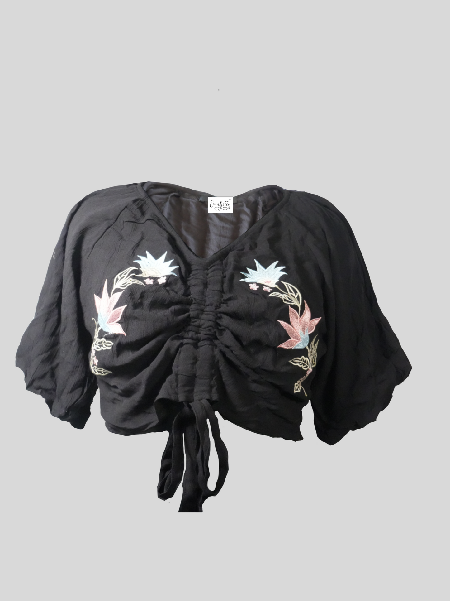 Premium Quality Black Embroidery Crop Top | Causal Wear | Women - Errabelly