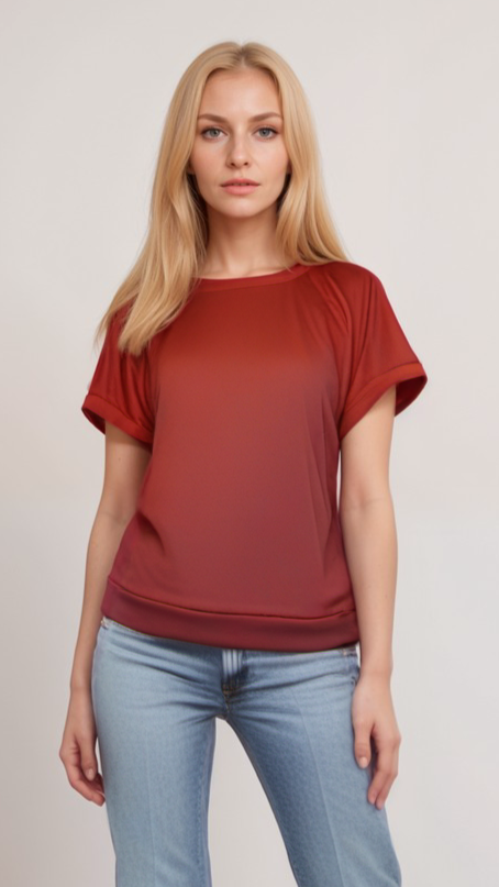 Solid Popcorn Causal T-shirt designed | Women