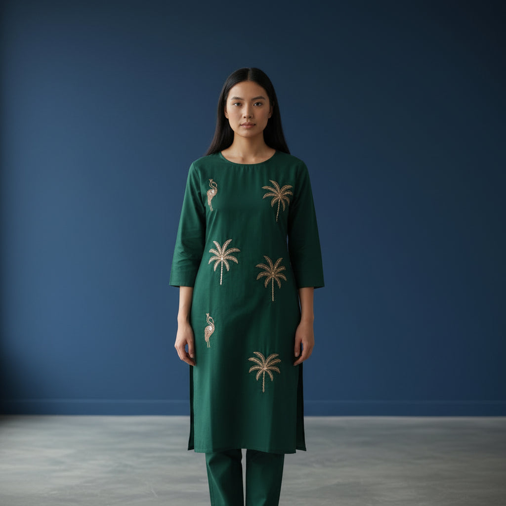 Embroidered Straight Kurta Set with Pants