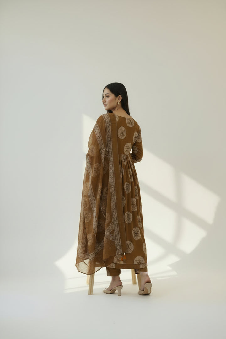 Printed Anarkali Kurta Set with Dupatta