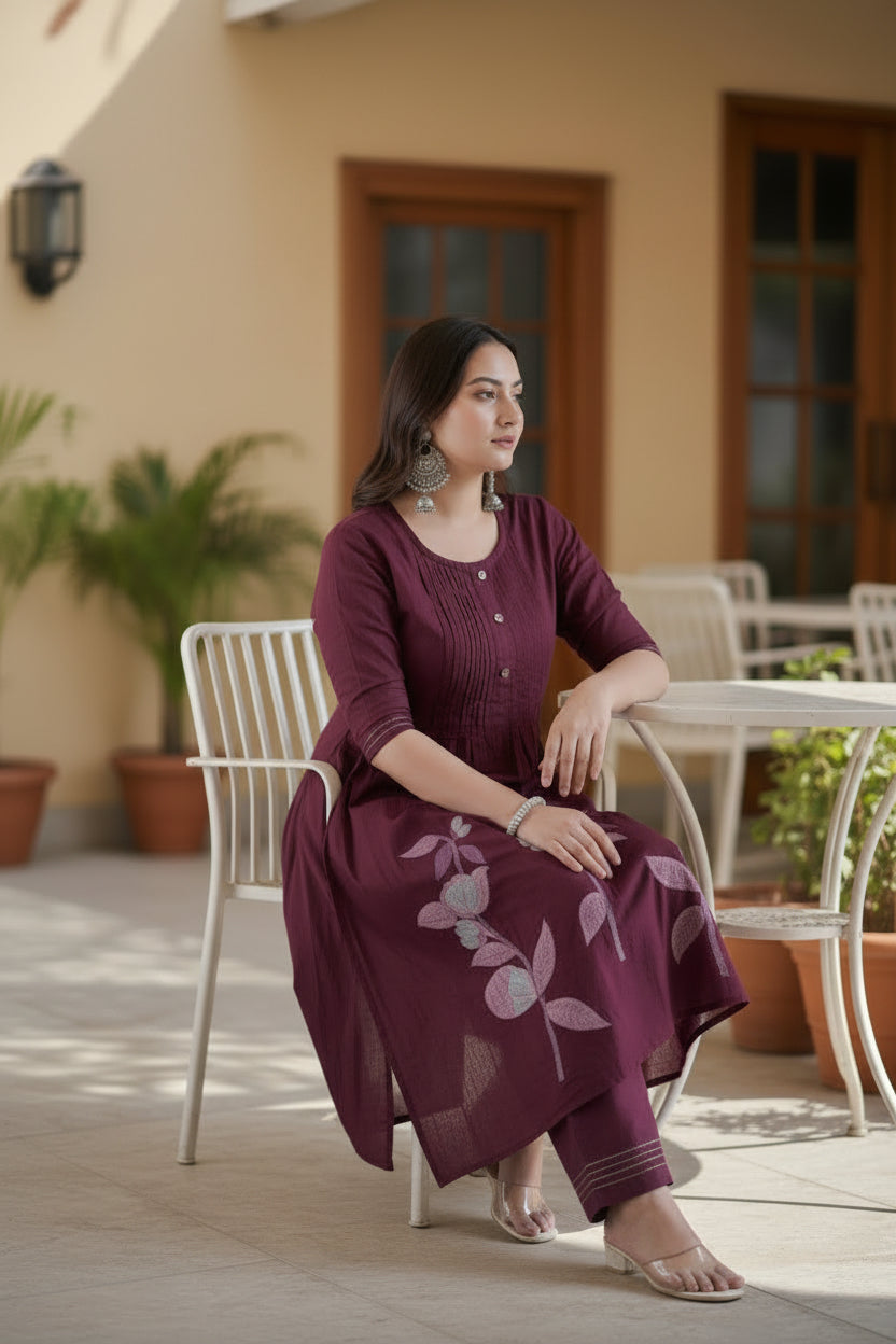 Embroidered Straight Kurta Set with Pants with Dupatta