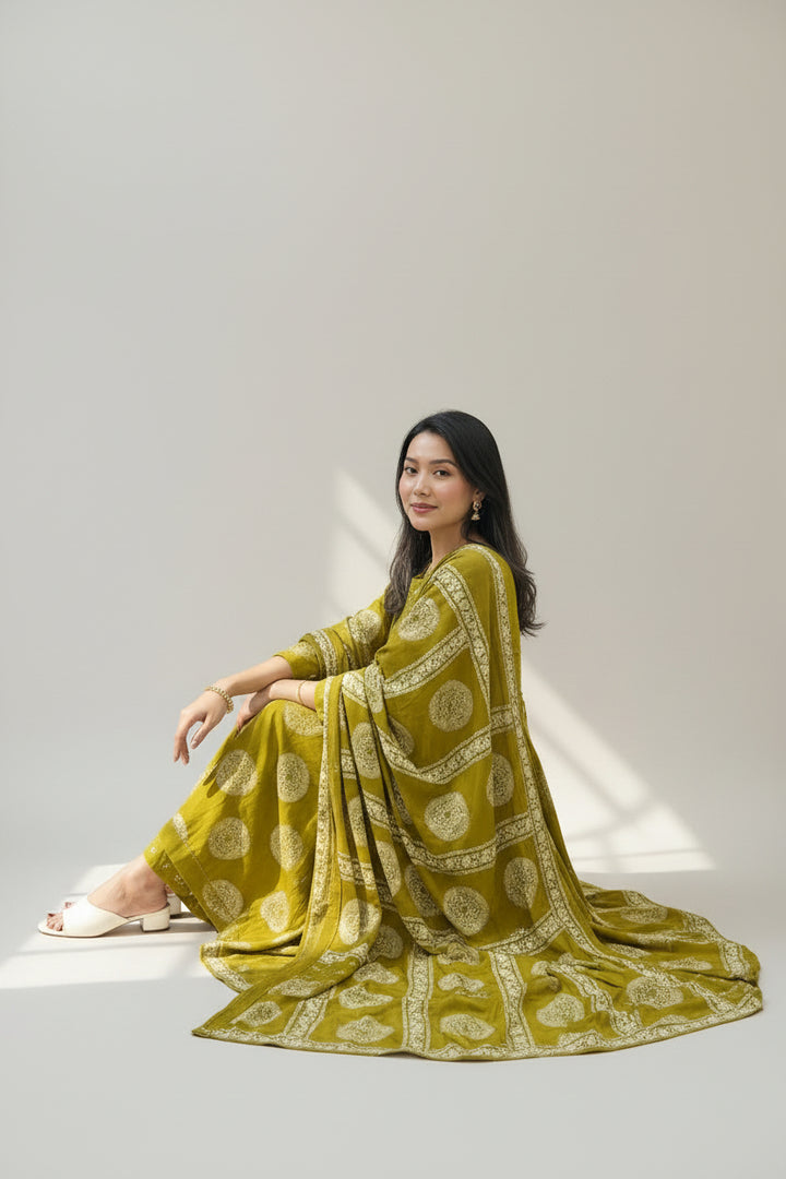 Printed Anarkali Kurta Set with Dupatta