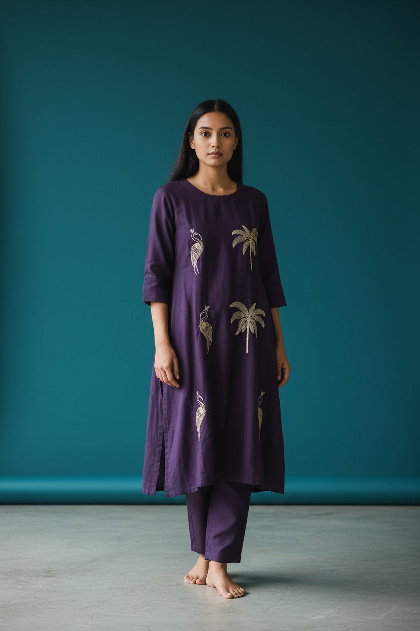Embroidered Straight Kurta Set with Pants