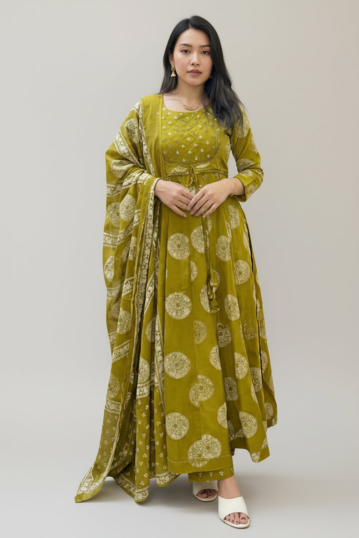 Printed Anarkali Kurta Set with Dupatta