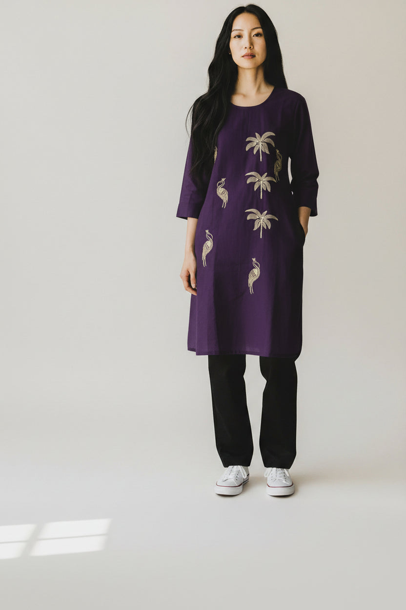 Embroidered Straight Kurta Set with Pants