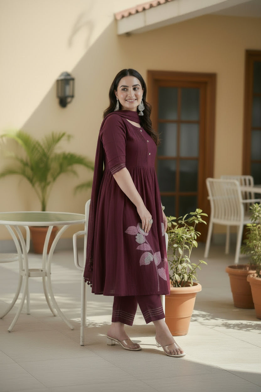Embroidered Straight Kurta Set with Pants with Dupatta