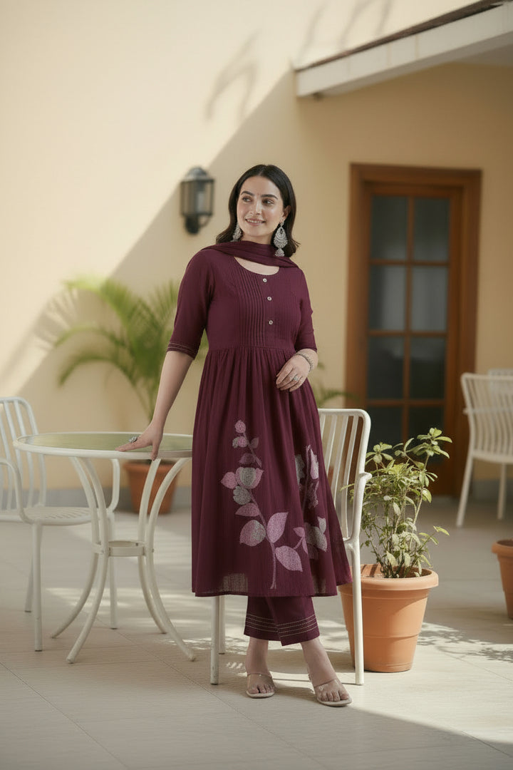 Embroidered Straight Kurta Set with Pants with Dupatta