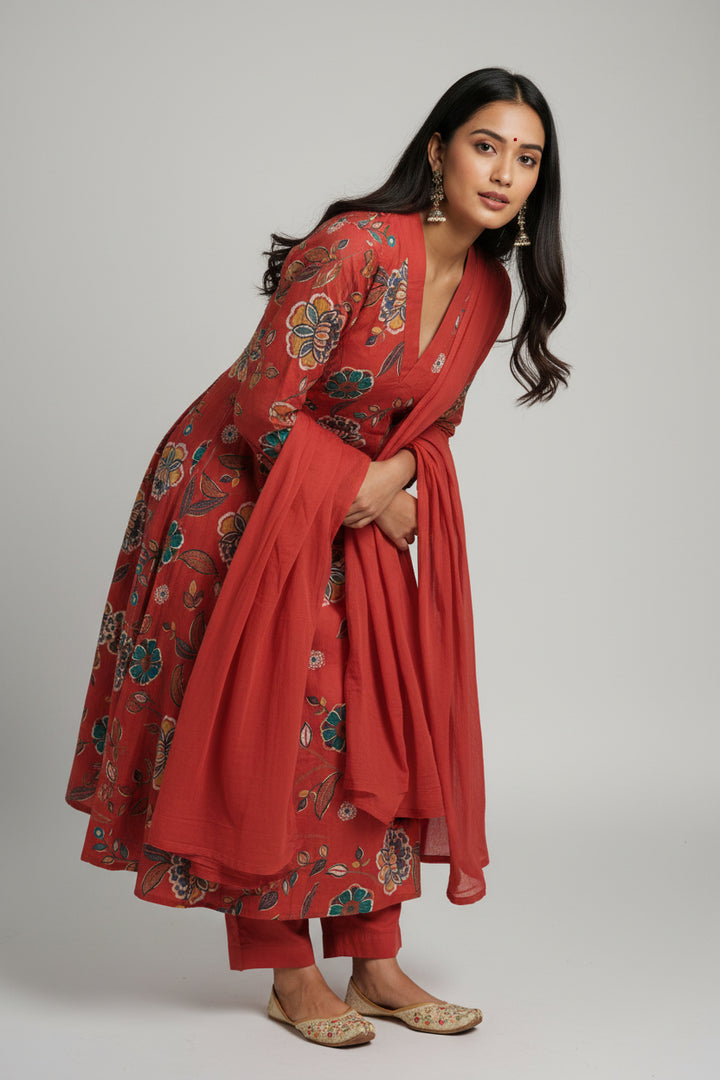 Emerald Floral Printed Kurta Set with Straight Pants