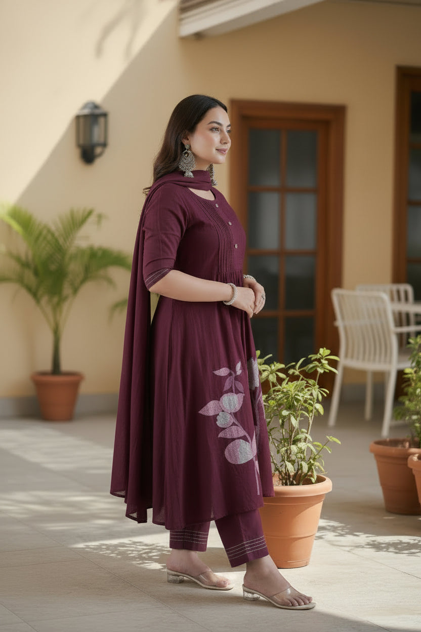 Embroidered Straight Kurta Set with Pants with Dupatta