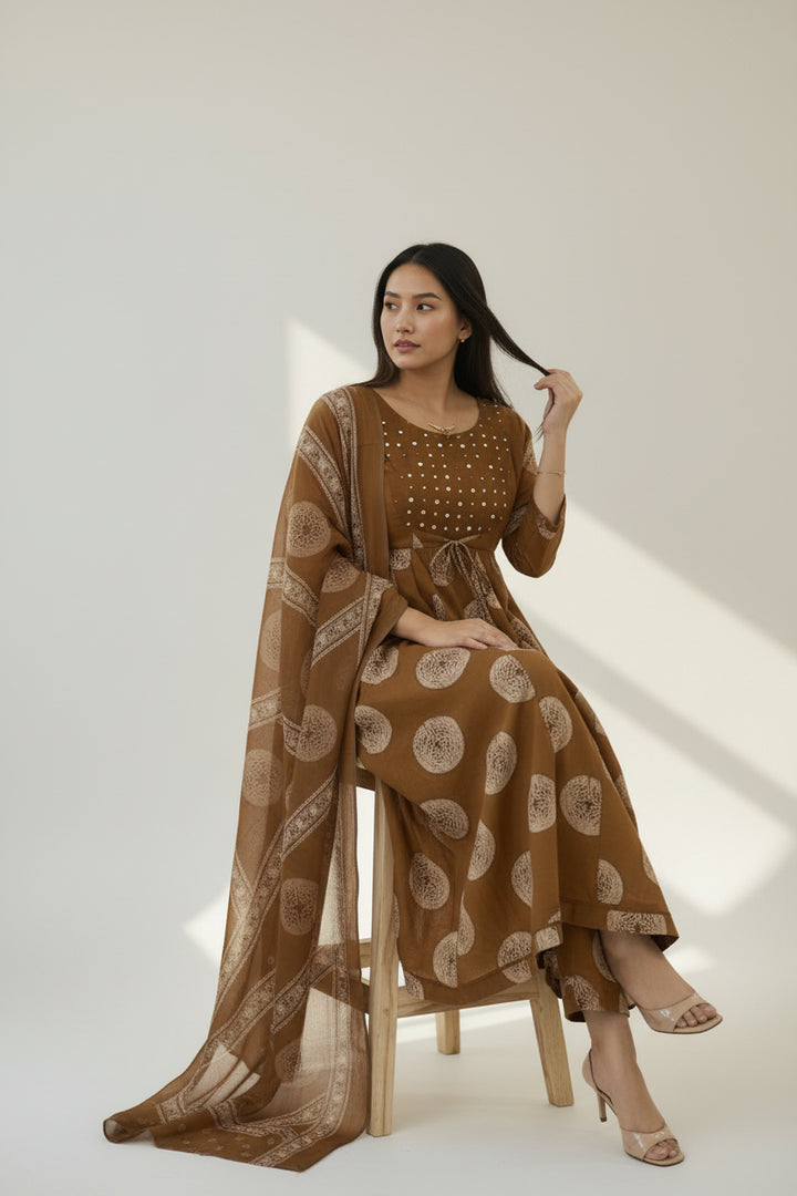 Printed Anarkali Kurta Set with Dupatta