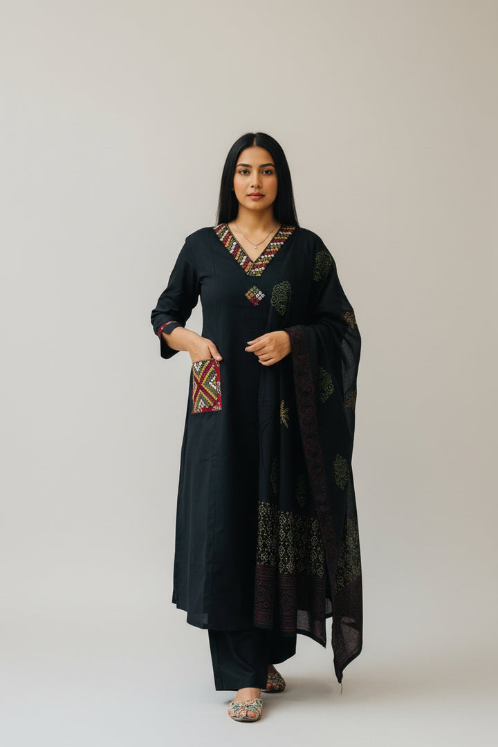 Embroidered Kurta Set with Dupatta